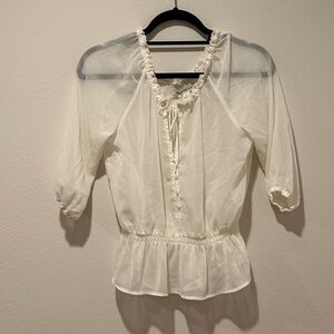 Abercrombie Sheer White Women's Peasant Top